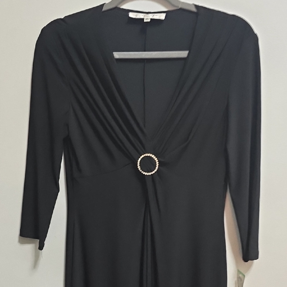 NWT Evan Picone Black Dress with Silver Detail Size 8 Beautiful! - Picture 4 of 8